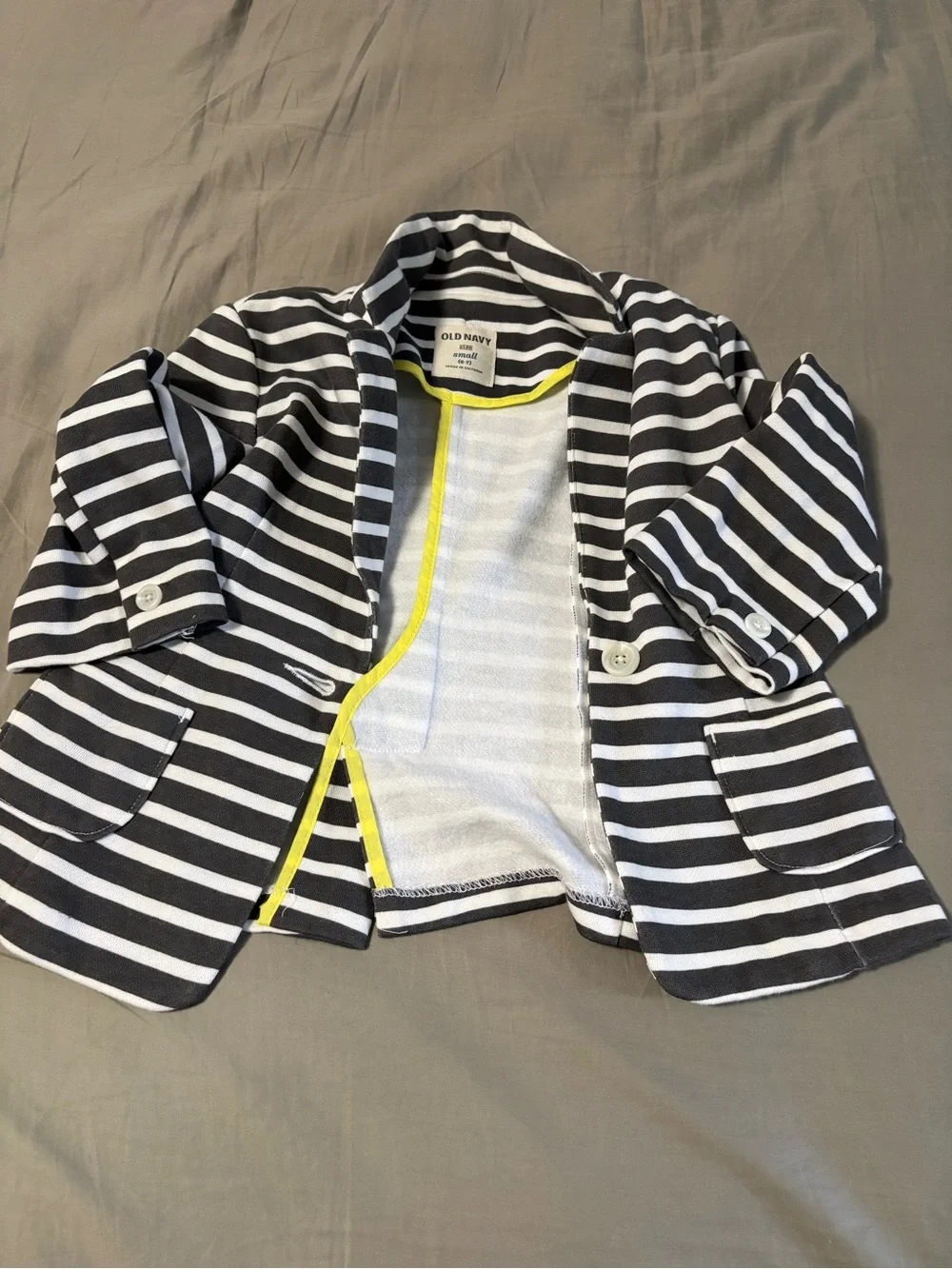 Old Navy Black & White Striped Girls Knit Blazer